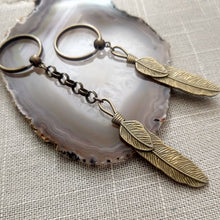 Load image into Gallery viewer, Bronze Feather Keychain or Zipper Pull - Mens Keychains