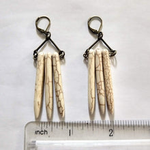 Load image into Gallery viewer, Beige Howlite Stone Earrings - Spike Earrings / Bronze Earrings / Dangle Earrings / Long Earrings / Bohemian Jewelry