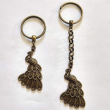 Load image into Gallery viewer, Peacock Keychain, Bronze Zipper Pulls, Purse or Backpack Charms