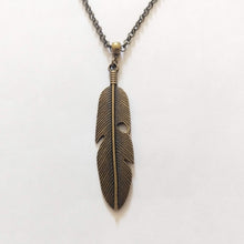 Load image into Gallery viewer, Feather Necklace on Bronze Rolo Chain - Unisex Bohemian Layering Jewelry