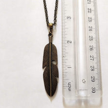 Load image into Gallery viewer, Feather Necklace on Bronze Rolo Chain - Unisex Bohemian Layering Jewelry