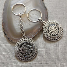 Load image into Gallery viewer, Sri Yanta Keychain, Yoga Zen Reiki Spiritual Meditation Keychain, Sacred Geometry
