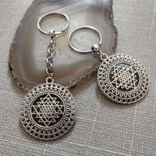 Load image into Gallery viewer, Sri Yanta Keychain, Yoga Zen Reiki Spiritual Meditation Keychain, Sacred Geometry