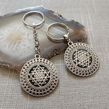 Load image into Gallery viewer, Sri Yanta Keychain, Yoga Zen Reiki Spiritual Meditation Keychain, Sacred Geometry