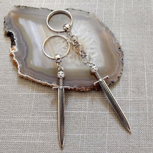 Load image into Gallery viewer, Cat Sword Keychain - Silver Sword with Cat Head Hilt
