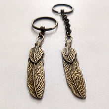 Load image into Gallery viewer, Bronze Feather Keychain or Zipper Pull - Mens Keychains