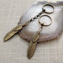 Load image into Gallery viewer, Bronze Feather Keychain or Zipper Pull - Mens Keychains