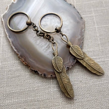 Load image into Gallery viewer, Bronze Feather Keychain or Zipper Pull - Mens Keychains