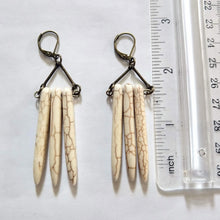 Load image into Gallery viewer, Beige Howlite Stone Earrings - Spike Earrings / Bronze Earrings / Dangle Earrings / Long Earrings / Bohemian Jewelry