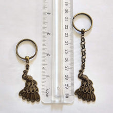 Load image into Gallery viewer, Peacock Keychain, Bronze Zipper Pulls, Purse or Backpack Charms