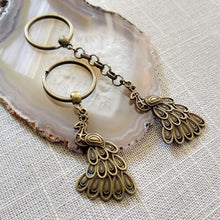 Load image into Gallery viewer, Peacock Keychain, Bronze Zipper Pulls, Purse or Backpack Charms