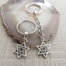 Load image into Gallery viewer, Star of David Keychain, Jewish Backpack or Purse Charms, Zipper Pulls