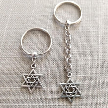 Load image into Gallery viewer, Star of David Keychain, Jewish Backpack or Purse Charms, Zipper Pulls