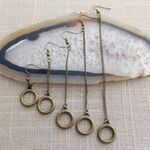 Load image into Gallery viewer, Minimalist Ring Earrings - Dangle Drop Chain Earrings in Your Choice of Five Lengths