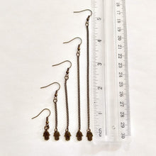 Load image into Gallery viewer, Tiny Hamsa Earrings - Dangle Drop Chain Earrings in Your Choice of Five Lengths