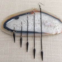 Load image into Gallery viewer, Black Spike Earrings - Long Dangle Chain Earrings in Your Choice of Five Lengths
