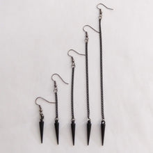 Load image into Gallery viewer, Black Spike Earrings - Long Dangle Chain Earrings in Your Choice of Five Lengths
