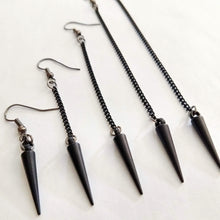 Load image into Gallery viewer, Black Spike Earrings - Long Dangle Chain Earrings in Your Choice of Five Lengths