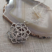 Load image into Gallery viewer, Merkaba Necklace, Silver Thin Cable Chain, Yoga Meditation Reiki Jewelry