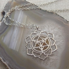 Load image into Gallery viewer, Merkaba Necklace, Silver Thin Cable Chain, Yoga Meditation Reiki Jewelry