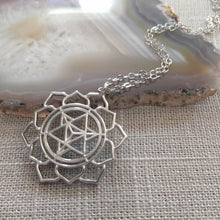 Load image into Gallery viewer, Merkaba Necklace, Silver Thin Cable Chain, Yoga Meditation Reiki Jewelry