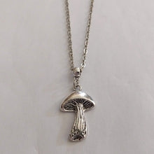 Load image into Gallery viewer, Magic Mushroom Necklace, Psychedelic Charm Necklace on Silver Cable Chain