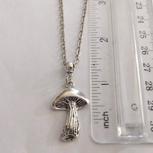 Load image into Gallery viewer, Magic Mushroom Necklace, Psychedelic Charm Necklace on Silver Cable Chain