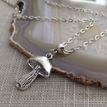 Load image into Gallery viewer, Magic Mushroom Necklace, Psychedelic Charm Necklace on Silver Cable Chain