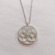 Load image into Gallery viewer, Seed of Life Necklace, Silver Thin Cable Chain, Yoga Meditation Reiki Jewelry