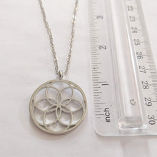 Load image into Gallery viewer, Seed of Life Necklace, Silver Thin Cable Chain, Yoga Meditation Reiki Jewelry