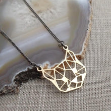Load image into Gallery viewer, Brass Cat Head Necklace, Cute Animal Face on Thin Gunmetal Chain
