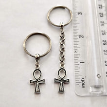 Load image into Gallery viewer, Ankh Keychain, Egyptian Key Fob, Silver Key Ring or Zipper Pull
