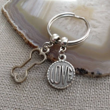 Load image into Gallery viewer, Dog Bone Love Keychain - Gifts For Dog Lovers - Zipper Pull Backpack Purse Charm