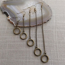 Load image into Gallery viewer, Minimalist Ring Earrings - Dangle Drop Chain Earrings in Your Choice of Five Lengths
