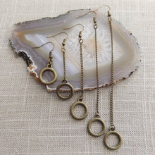 Load image into Gallery viewer, Minimalist Ring Earrings - Dangle Drop Chain Earrings in Your Choice of Five Lengths