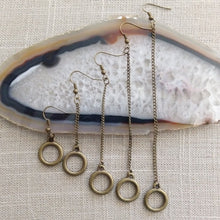 Load image into Gallery viewer, Minimalist Ring Earrings - Dangle Drop Chain Earrings in Your Choice of Five Lengths