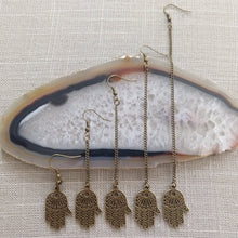 Load image into Gallery viewer, Hamsa Earrings, Dangle Drop Chain Earring in Your Choice of Five Lengths