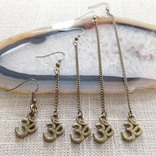 Load image into Gallery viewer, Ohm Aum Earrings - Dangle Drop Chain Earrings in Your Choice of Five Lengths