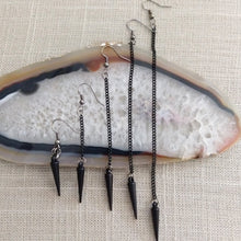 Load image into Gallery viewer, Black Spike Earrings - Long Dangle Chain Earrings in Your Choice of Five Lengths