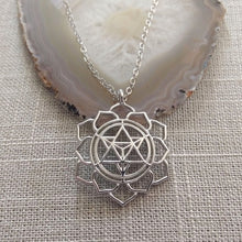 Load image into Gallery viewer, Merkaba Necklace, Silver Thin Cable Chain, Yoga Meditation Reiki Jewelry