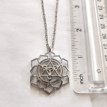 Load image into Gallery viewer, Merkaba Necklace, Silver Thin Cable Chain, Yoga Meditation Reiki Jewelry