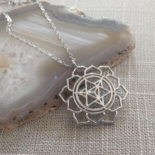 Load image into Gallery viewer, Merkaba Necklace, Silver Thin Cable Chain, Yoga Meditation Reiki Jewelry