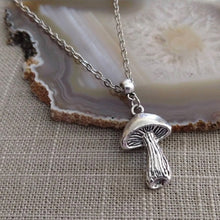 Load image into Gallery viewer, Magic Mushroom Necklace, Psychedelic Charm Necklace on Silver Cable Chain