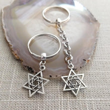Load image into Gallery viewer, Star of David Keychain, Jewish Backpack or Purse Charms, Zipper Pulls
