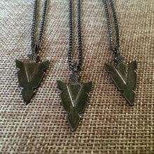 Load image into Gallery viewer, Arrowhead Necklace on Thin Gunmetal Chain - Mens Arrowhead Necklace
