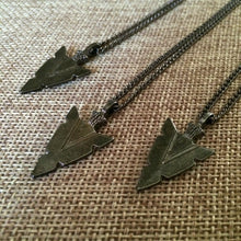 Load image into Gallery viewer, Arrowhead Necklace on Thin Gunmetal Chain - Mens Arrowhead Necklace