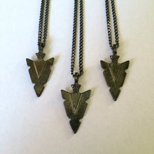 Load image into Gallery viewer, Arrowhead Necklace on Thin Gunmetal Chain - Mens Arrowhead Necklace