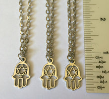 Load image into Gallery viewer, Hamsa and Star of David Silver Necklace