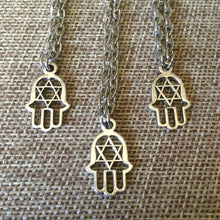 Load image into Gallery viewer, Hamsa and Star of David Silver Necklace