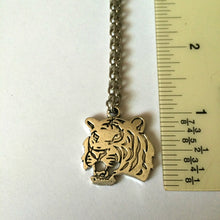 Load image into Gallery viewer, Tiger Necklace, Roaring Cat Pendant on Silver Cable Chain